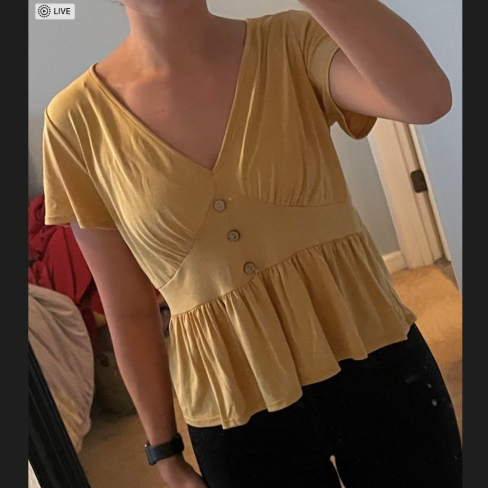 Yellow Short-Sleeve Blouse